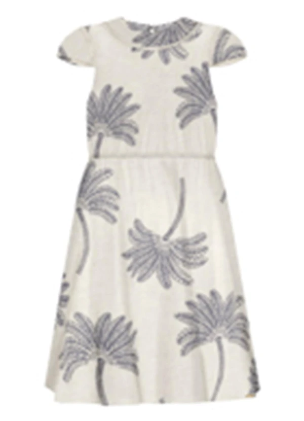 Alakazoo - Vestido Estampado com Linho Azul