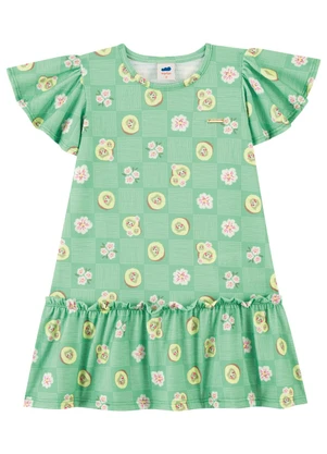 Marlan - Vestido Estampado com Manga Curta Verde - MARLAN