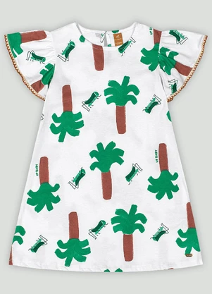 Vestido Estampado com Manga Evasê Up Baby Branco - UP BABY