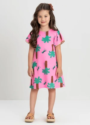 Vestido Estampado com Manga Evasê Up Baby Rosa - UP BABY
