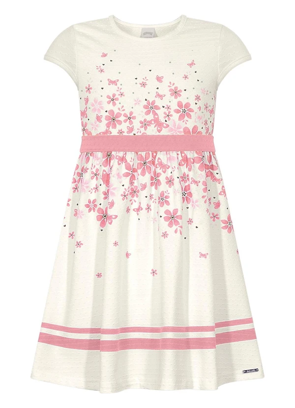Alakazoo - Vestido Estampado com Strass de Algodão Rosa 1