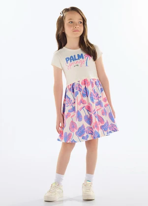 Quimby - Vestido Estampado Cotton Bege - QUIMBY