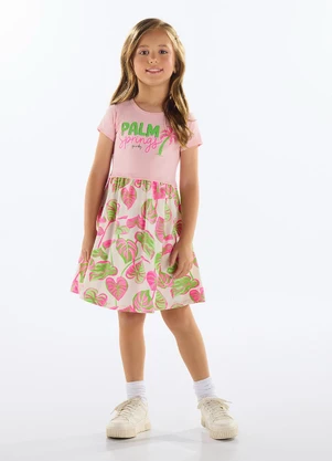 Quimby - Vestido Estampado Cotton Rosa - QUIMBY