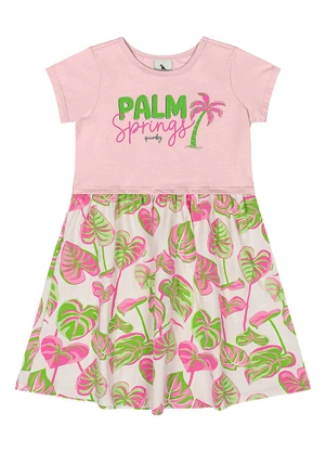 Quimby - Vestido Estampado Cotton Rosa - QUIMBY