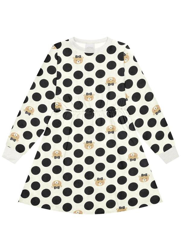 Alakazoo - Vestido Estampado de Manga Longa Felpado Branco