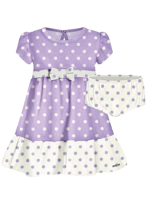 Alakazoo - Vestido Estampado de Mangas Curtas com Laço Rosa - ALAKAZOO