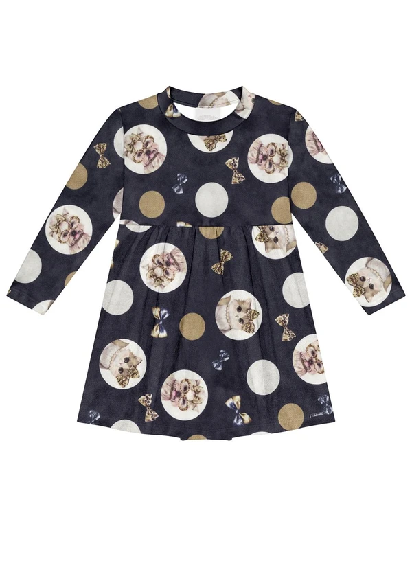 Alakazoo - Vestido Estampado em Malha Soft Azul