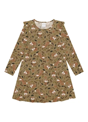 Alakazoo - Vestido Estampado em Meia Malha Bege - ALAKAZOO