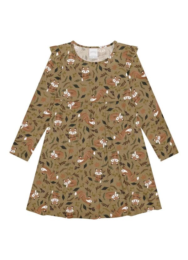 Alakazoo - Vestido Estampado em Meia Malha Bege