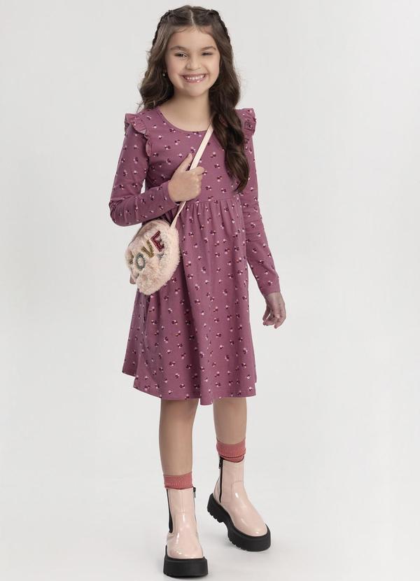 Alakazoo - Vestido Estampado em Meia Malha Rosa