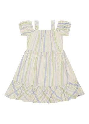 Alakazoo - Vestido Estampado Evasê com Babado na Barra Azul - ALAKAZOO