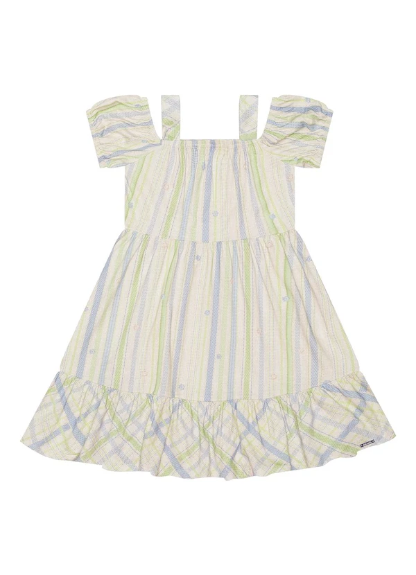 Alakazoo - Vestido Estampado Evasê com Babado na Barra Azul 2