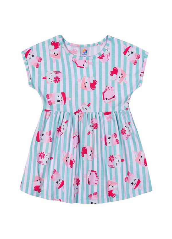 Alenice - Vestido Estampado Fashion Menina Azul