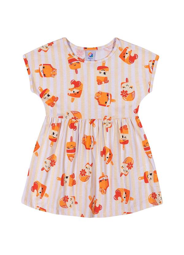 Alenice - Vestido Estampado Fashion Menina Branco