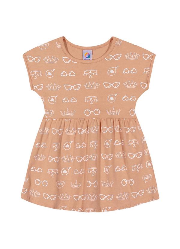 Alenice - Vestido Estampado Fashion Menina Marrom