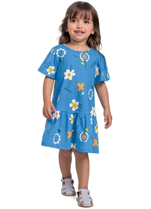 Bee Loop - Vestido Estampado Infantil Azul - BEE LOOP