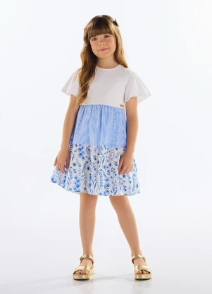 Quimby - Vestido Estampado Infantil Branco - QUIMBY