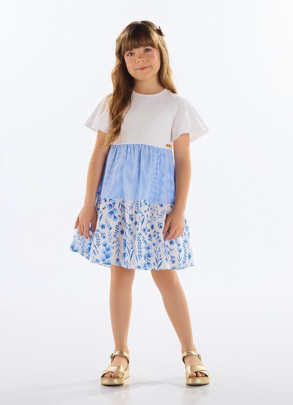 Quimby - Vestido Estampado Infantil Branco