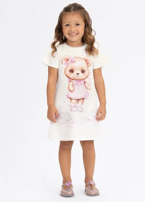 Alakazoo - Vestido Estampado Infantil com Strass Branco - ALAKAZOO