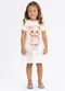 Alakazoo - Vestido Estampado Infantil com Strass Rosa - variação: Branco