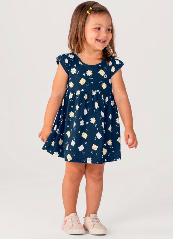 Brandili - Vestido Estampado Infantil Menina Azul
