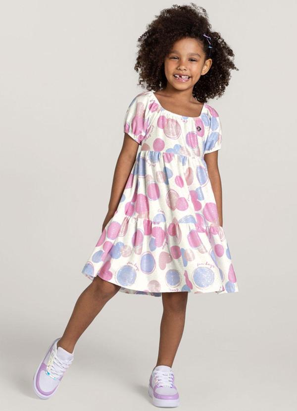 Brandili - Vestido Estampado Infantil Menina Bege