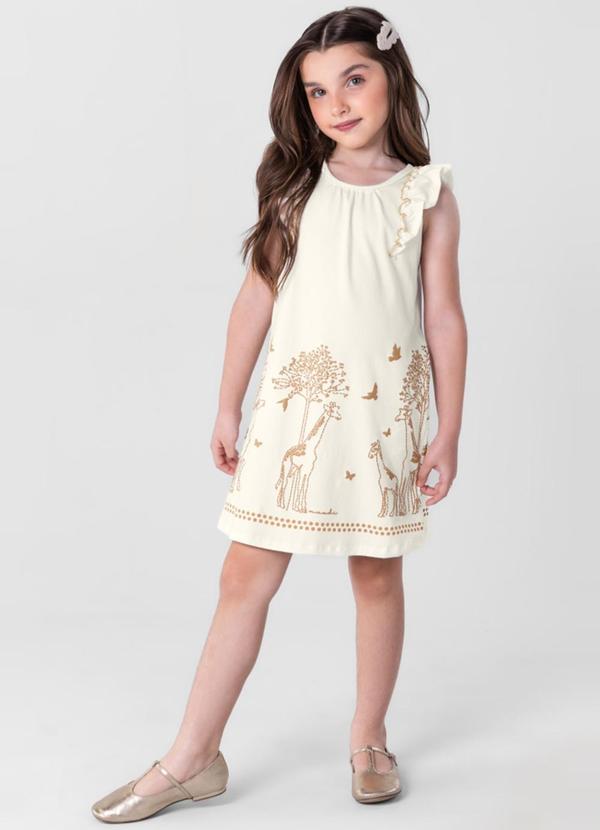 Brandili Mundi - Vestido Estampado Infantil Menina Natural