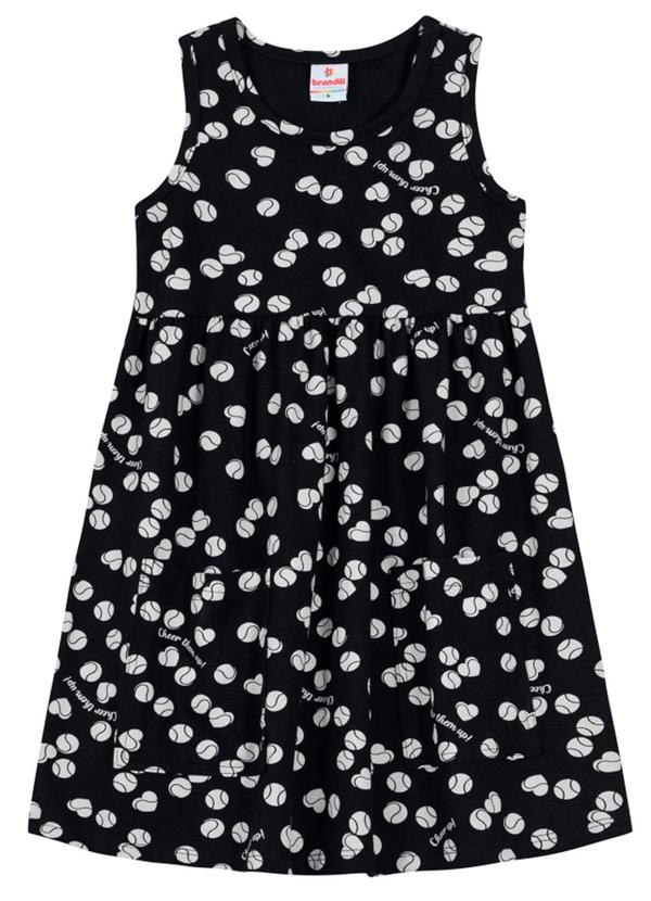 Brandili - Vestido Estampado Infantil Menina Preto 2