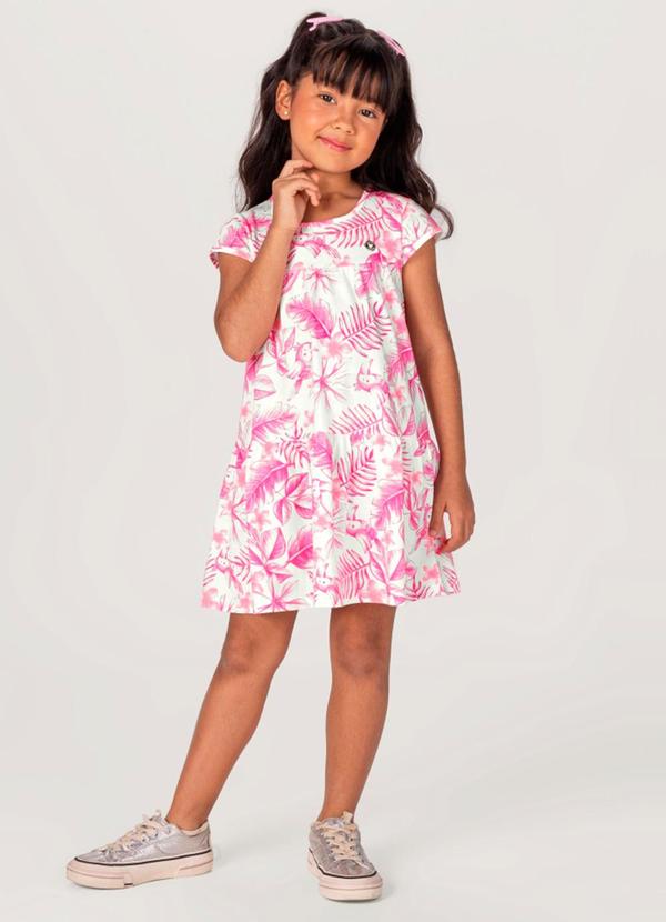 Brandili - Vestido Estampado Infantil Menina Rosa