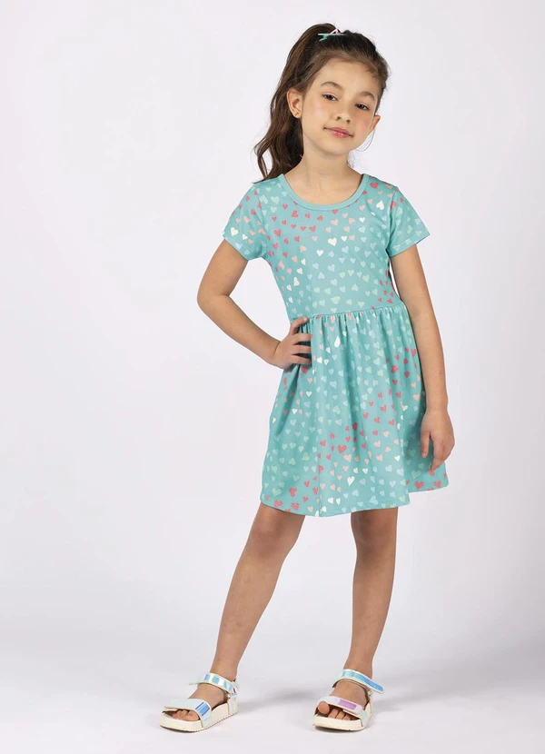 Brandili - Vestido Estampado Infantil Menina Verde