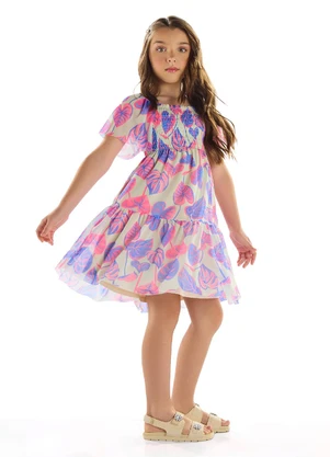 Quimby - Vestido Estampado Infantil Roxo - QUIMBY