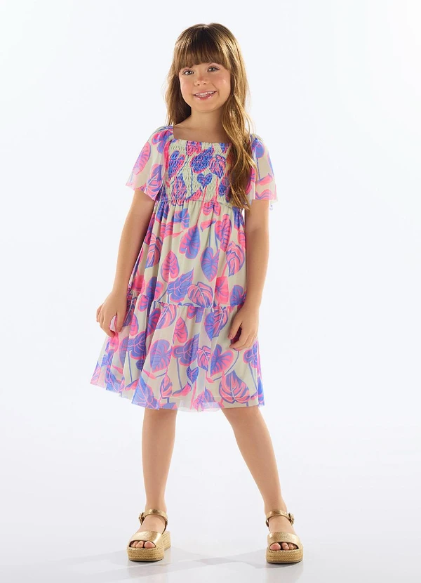 Quimby - Vestido Estampado Infantil Roxo