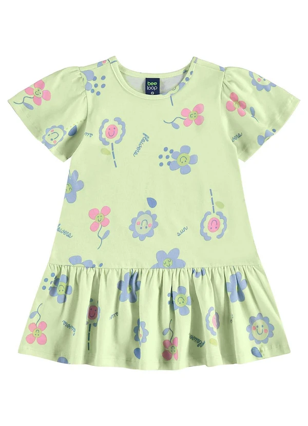 Bee Loop - Vestido Estampado Infantil Verde