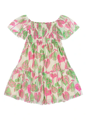 Quimby - Vestido Estampado Infantil Verde - QUIMBY