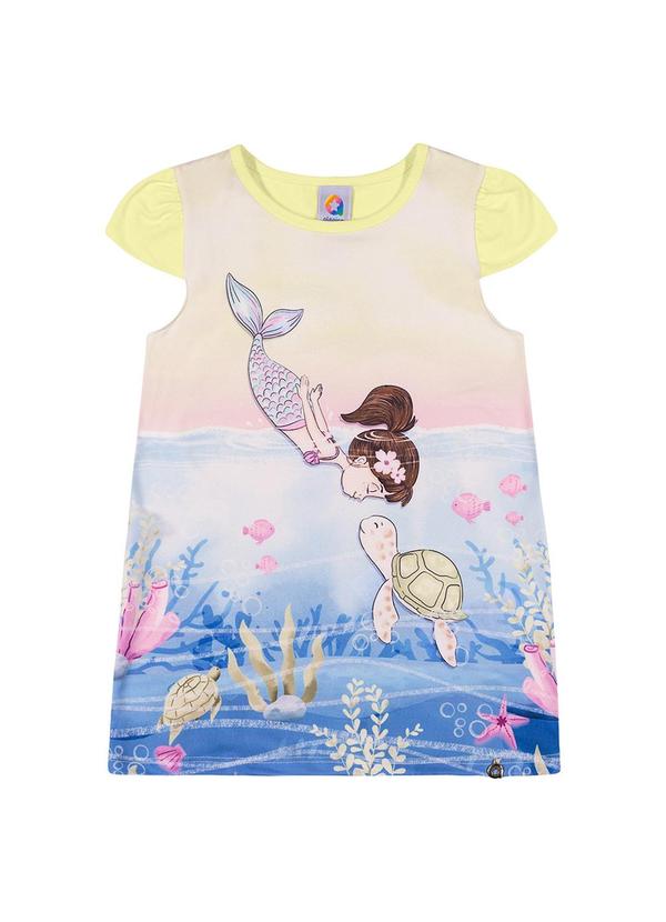 Alenice - Vestido Estampado Mar Menina Amarelo