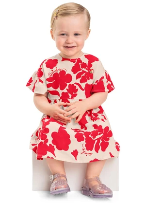 Quimby - Vestido Estampado para Bebê Off White - QUIMBY