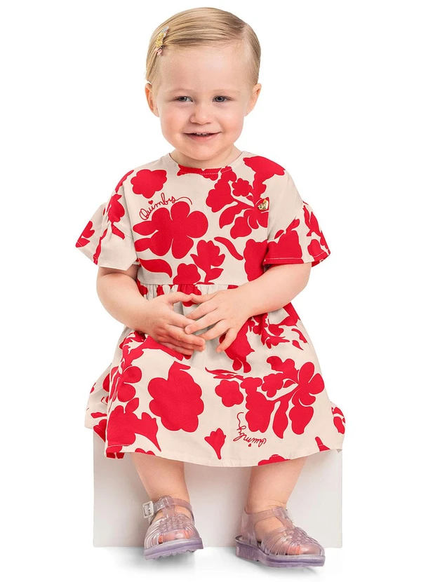Quimby - Vestido Estampado para Bebê Off White
