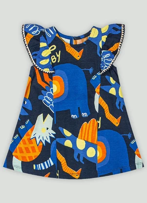Vestido Estampado para Bebê Up Baby Azul - UP BABY
