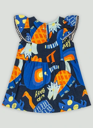 Vestido Estampado para Bebê Up Baby Azul - UP BABY