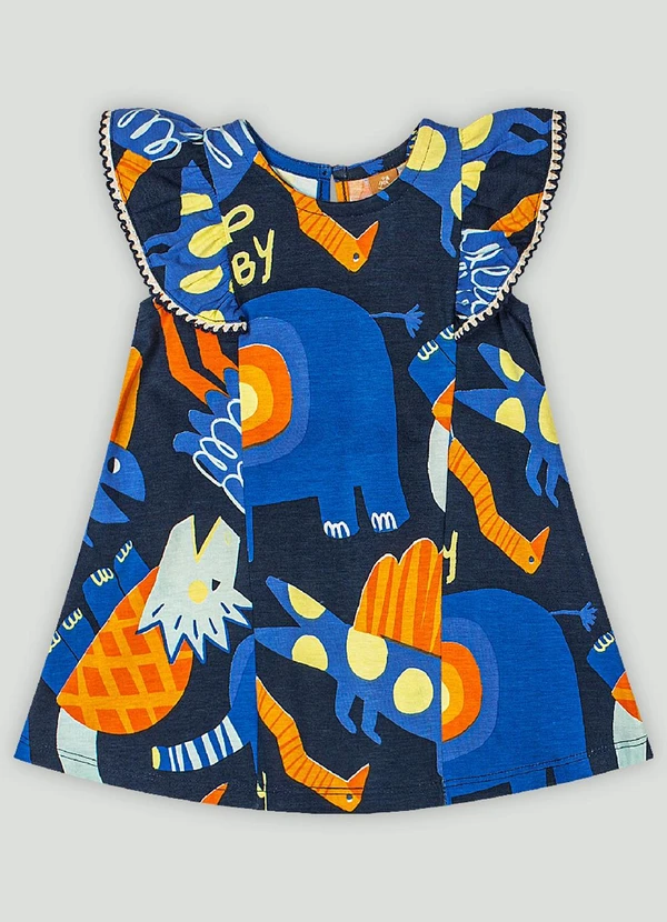 Up Baby - Vestido Estampado para Bebê Up Baby Azul