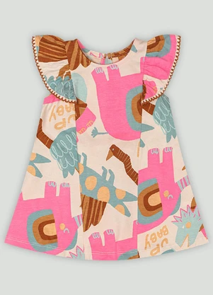 Vestido Estampado para Bebê Up Baby Bege - UP BABY