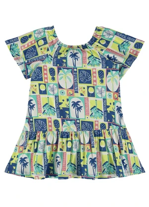 Bee Loop - Vestido Estampado para Menina Azul - BEE LOOP