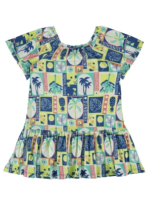 Bee Loop - Vestido Estampado para Menina Azul - BEE LOOP