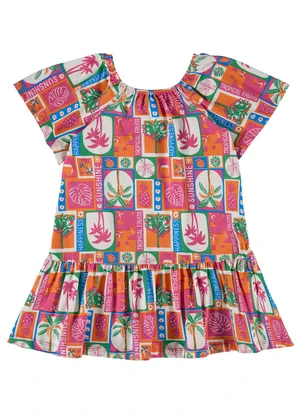 Bee Loop - Vestido Estampado para Menina Rosa - BEE LOOP
