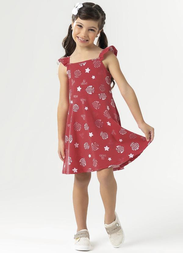 Cativa Kids - Vestido Estampado Rotativo Vermelho