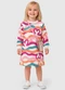 Malwee Kids - Vestido Evasê Corações em Moletinho Rosa Claro - variação: Branco
