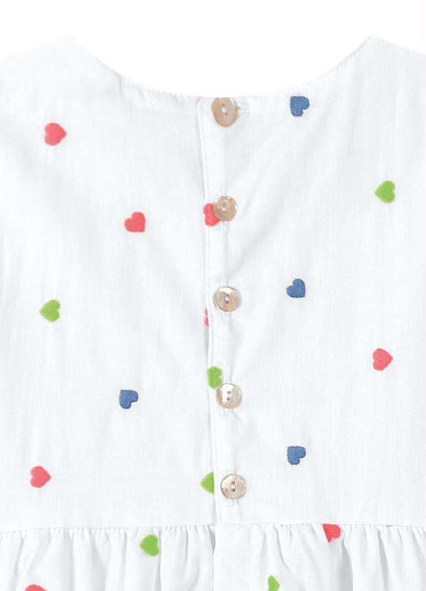 Carinhoso - Vestido Evasê Corações Menina Branco 2