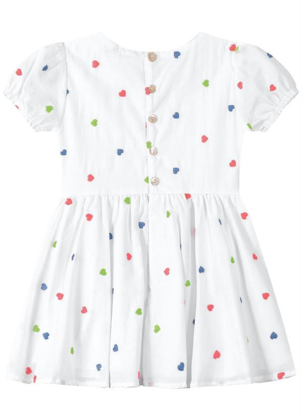 Carinhoso - Vestido Evasê Corações Menina Branco 3