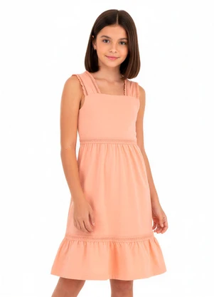 Malwee Kids - Vestido Evasê em Linhos Laranja Claro - MALWEE KIDS