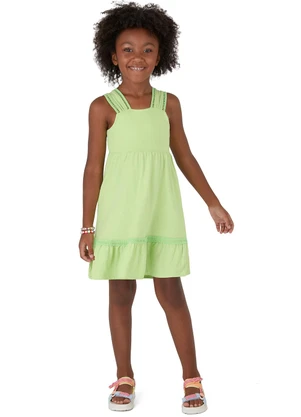 Malwee Kids - Vestido Evasê em Linhos Verde Claro - MALWEE KIDS